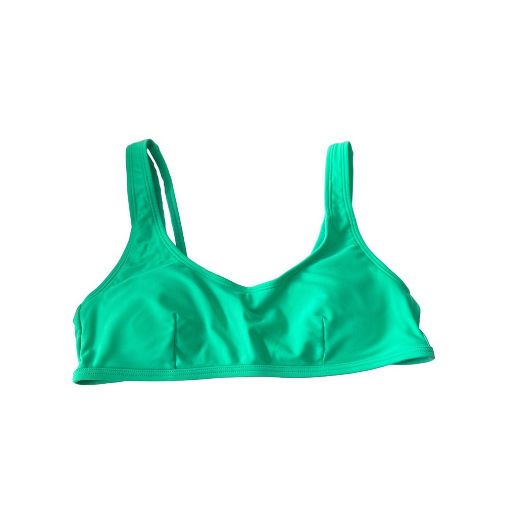Halara Green Scoop Neck Bikini Top Sz XS NIP Breathable Padded Swim Top Women's